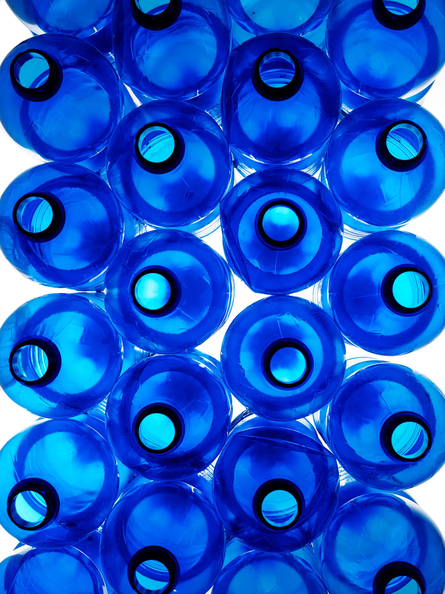 bright blue bottles