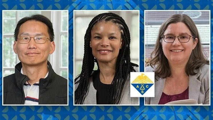 Three faculty from the University of Delaware were named Fellows of the American Chemical Society in 2023: (from left) Wilfred Chen, LaShanda Korley and Mary Watson.